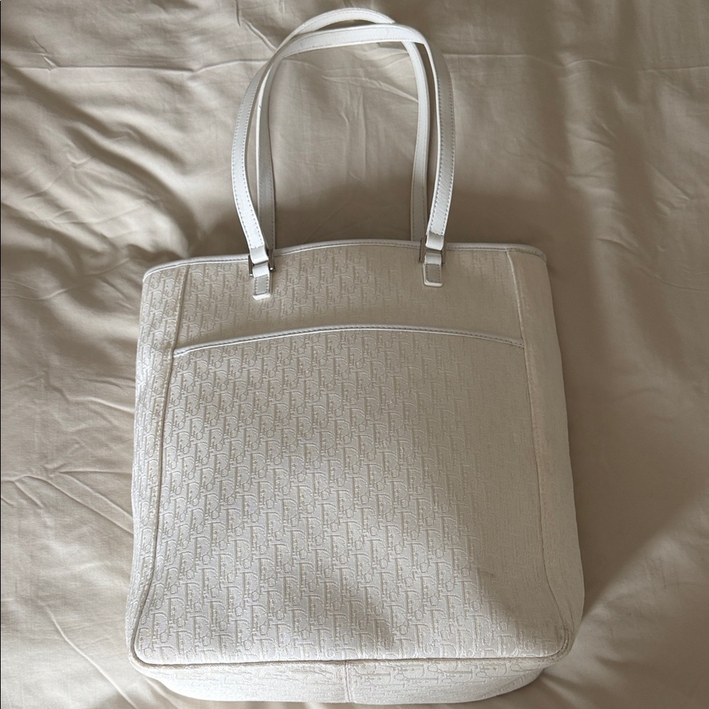 Dior White Canvas Tote Bag
